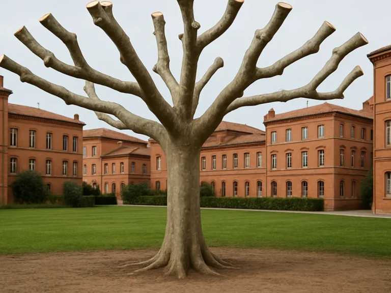 Arbre récemment élagué avec branches taillées proprement, au cœur d’un espace collectif à Toulouse – Elagage Toulouse (31)