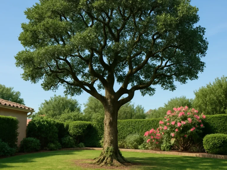 Vue d’un grand arbre ornemental à élaguer dans un jardin bien entretenu à Toulouse – Elagage Toulouse (31)